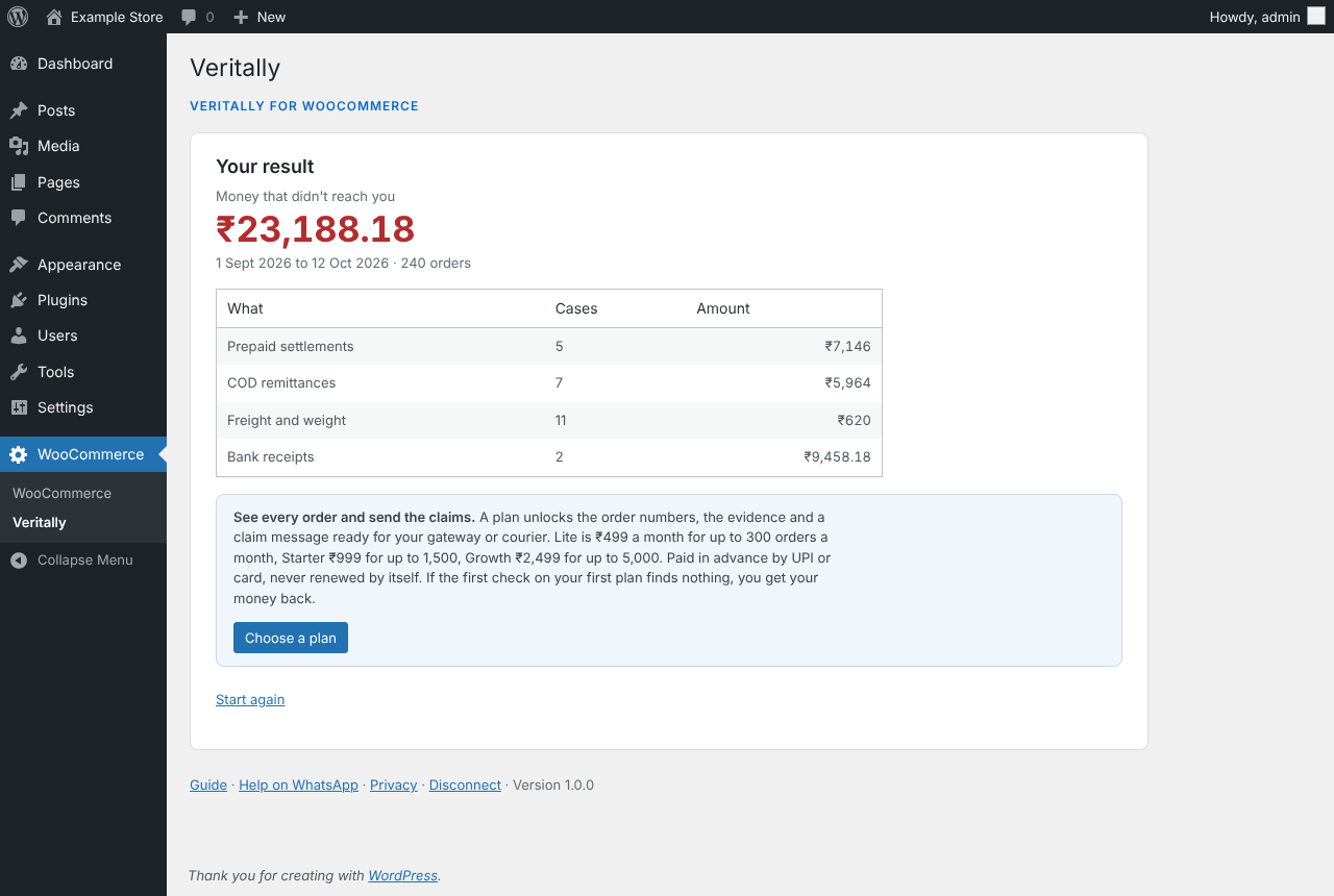 Example: the free leak scan on a sample month